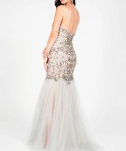 Formal Gowns Terani Couture - Wonderful Beaded Sweetheart Scalloped Hemline Polyester Mermaid Gown 1711P2394