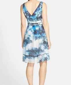 Cocktail Dresses Adrianna Papell - 12242570 Cloud Print Bateau Cocktail Dress