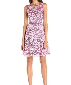Adrianna Papell - 12253970 Floral Bateau Neck A-Line Dress