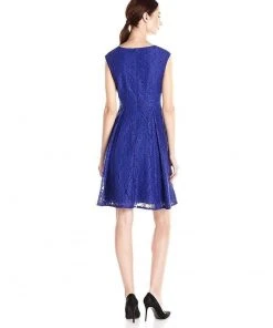 Adrianna Papell - 14251870 Lace V-Neck A-Line Dress