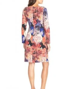 Cocktail Dresses Adrianna Papell - 15251270 Knot Front Long Sleeve Sheath Dress
