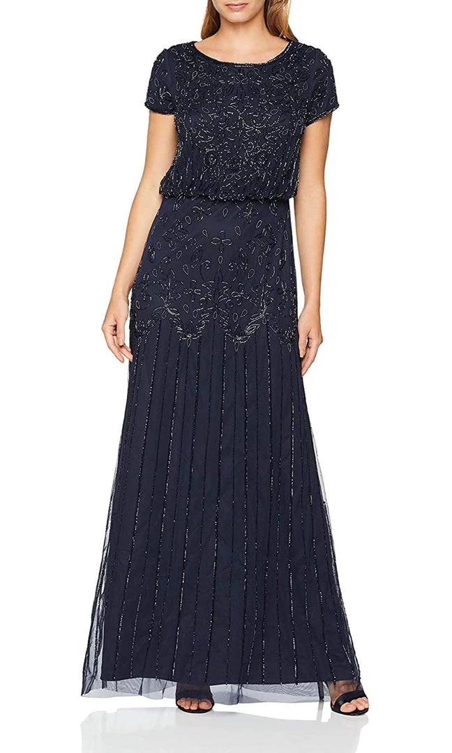 Adrianna Papell - 191906600 Embellished Mesh Blouson Evening Dress Formal Gowns 3 Adrianna Papell - 191906600 Embellished Mesh Blouson Evening Dress Formal Gowns