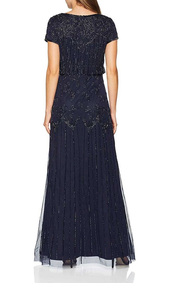 Adrianna Papell - 191906600 Embellished Mesh Blouson Evening Dress Formal Gowns 4 Adrianna Papell - 191906600 Embellished Mesh Blouson Evening Dress Formal Gowns