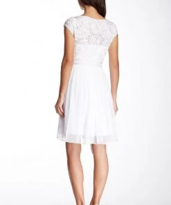 Cocktail Dresses Adrianna Papell - 41893570 Scoop Short Dress - 1 Pc Ivory In Size 6 Available