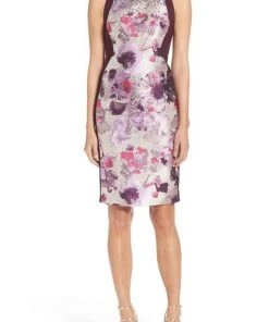 Cocktail Dresses Adrianna Papell - 41929390 Floral Paneled Sheath Dress