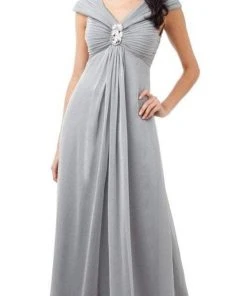 Adrianna Papell - 81850600 Pleated V-neck A-line Dress