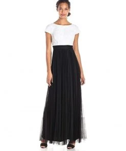 Adrianna Papell - 81907380 Floral Lace Pleated A Line Dress Formal Gowns