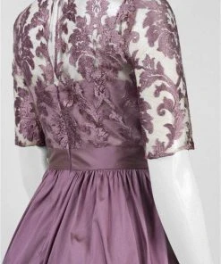 Adrianna Papell - 81920870 Lace Illusion Bateau Taffeta A-line Dress