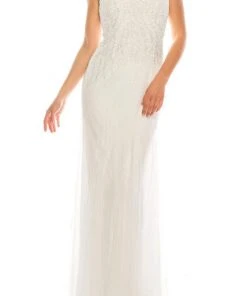 Adrianna Papell - 91892190 Beaded Illusion Neck Dress