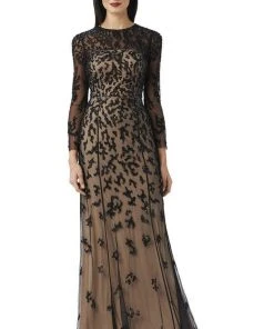 Adrianna Papell - 91898370 Sequined Long Sleeve Sheath Dress