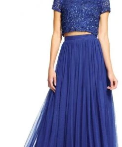 Adrianna Papell - 91922190 Two-Piece Sequined Short Sleeve Long Dress