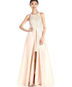 Adrianna Papell - 91922240 Sequined Halter Neck A Line Long Gown Formal Gowns