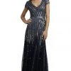 Formal Gowns Adrianna Papell - 92868950 Cap Sleeve Sequined Mesh A-Line Gown