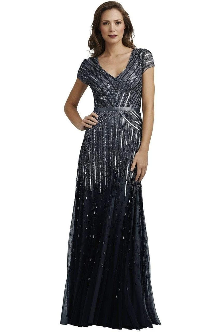 Formal Gowns Adrianna Papell - 92868950 Cap Sleeve Sequined Mesh A-Line Gown 3 Formal Gowns Adrianna Papell - 92868950 Cap Sleeve Sequined Mesh A-Line Gown