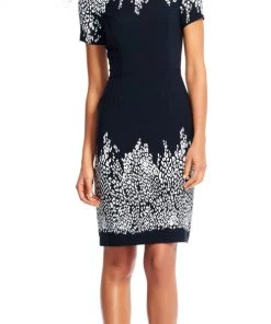 Adrianna Papell - AP1D100220 Printed Bateau A-line Dress Cocktail Dresses