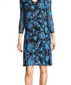 Adrianna Papell - AP1D100673 Embroidered Quarter Sleeve Sheath Dress Cocktail Dresses