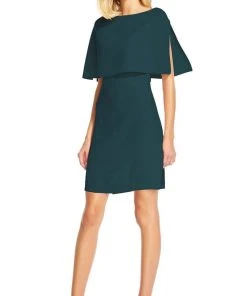 Adrianna Papell - AP1D100716 Popover Cape Crepe Shift Dress