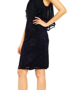 Adrianna Papell - AP1D100739 Flutter Paneled Cape Chiffon Dress Cocktail Dresses