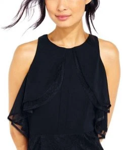 Adrianna Papell - AP1D100739 Flutter Paneled Cape Chiffon Dress Cocktail Dresses