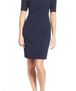 Adrianna Papell - AP1D100811 Short Sleeve V-neck Sheath Dress