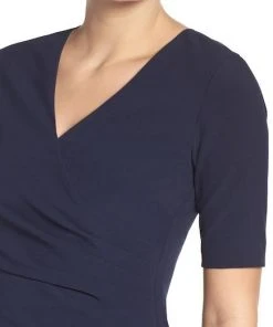 Adrianna Papell - AP1D100811 Short Sleeve V-neck Sheath Dress