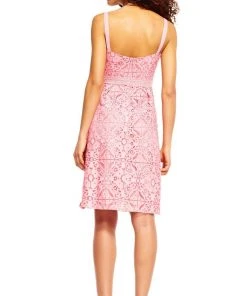 Adrianna Papell - AP1D100817 Full Lace V-neck A-line Dress