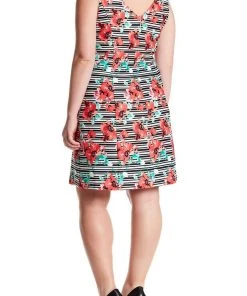 Cocktail Dresses Adrianna Papell - AP1D100873 Floral Striped Sheath Cocktail Dress