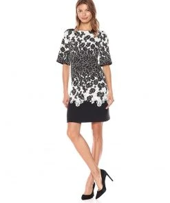 Adrianna Papell - AP1D101503 Lace Print Bateau Cocktail Dress Cocktail Dresses