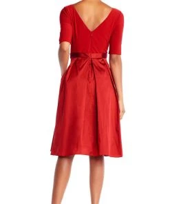 Adrianna Papell - AP1D101549 Bateau Jersey/Taffeta A-line Dress