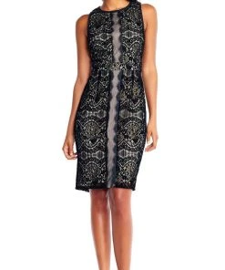 Adrianna Papell - AP1D101560 Sleeveless Velvet Lace Sheath Dress Cocktail Dresses