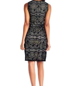 Adrianna Papell - AP1D101560 Sleeveless Velvet Lace Sheath Dress Cocktail Dresses