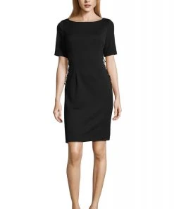 Adrianna Papell - AP1D101827 Side Lace Up Bateau Cocktail Dress Cocktail Dresses