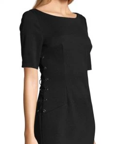 Adrianna Papell - AP1D101827 Side Lace Up Bateau Cocktail Dress Cocktail Dresses