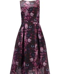 Adrianna Papell - AP1D101885 Printed Jewel Neck Pleated A-line Dress