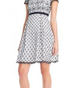 Adrianna Papell - AP1D101945 Lace Jewel Neck A-line Dress Cocktail Dresses