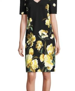 Adrianna Papell - AP1D102017 Floral V-Neck Cocktail Dress Cocktail Dresses
