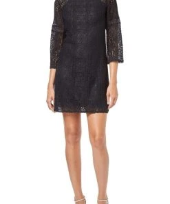 Adrianna Papell - AP1D102465 Quarter Length Sleeve Lace Shift Dress