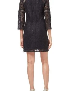 Adrianna Papell - AP1D102465 Quarter Length Sleeve Lace Shift Dress