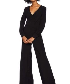 Adrianna Papell - AP1D102822 Bishop Sleeve Surplice Bodice Jumpsuit Plus Size Dresses