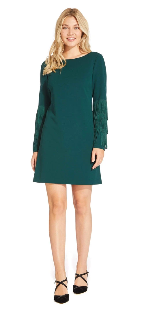 Adrianna Papell - AP1D102864 Long Sleeves Fringe Cocktail Dress 3 Adrianna Papell - AP1D102864 Long Sleeves Fringe Cocktail Dress
