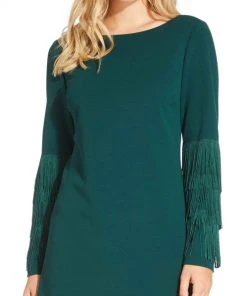 Adrianna Papell - AP1D102864 Long Sleeves Fringe Cocktail Dress 8 Adrianna Papell - AP1D102864 Long Sleeves Fringe Cocktail Dress
