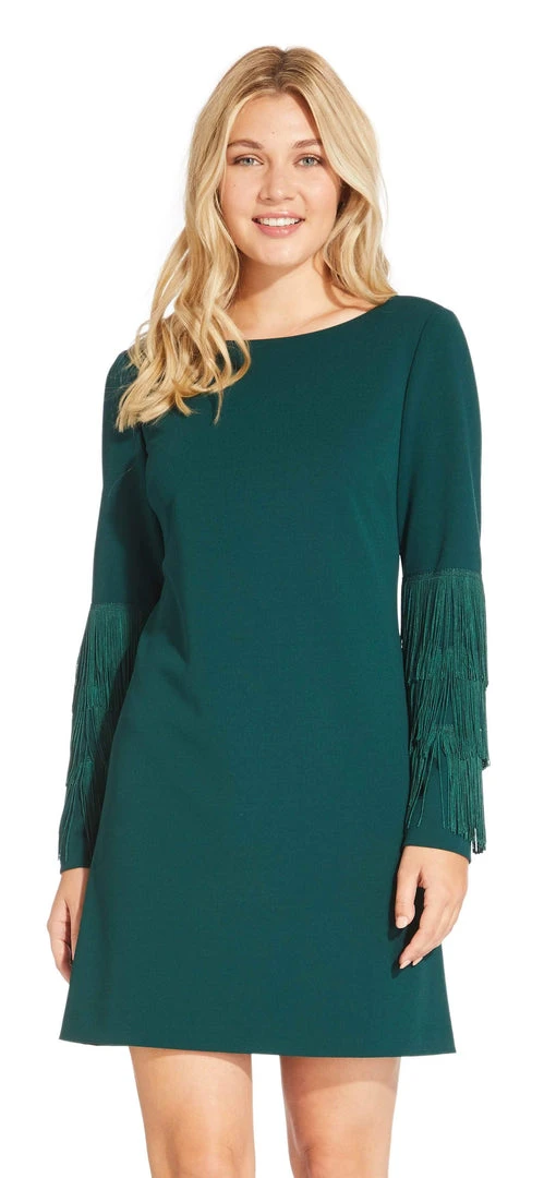 Adrianna Papell - AP1D102864 Long Sleeves Fringe Cocktail Dress 5 Adrianna Papell - AP1D102864 Long Sleeves Fringe Cocktail Dress