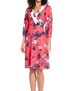 Adrianna Papell - AP1D103139 Floral Print Surplice V Neck A-Line Dress Cocktail Dresses