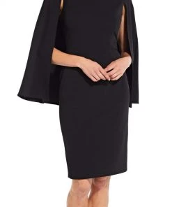 Adrianna Papell - AP1D103195 Jewel Cape Sleeve Cocktail Dress Cocktail Dresses