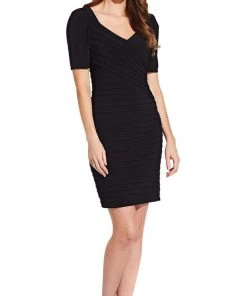 Cocktail Dresses Adrianna Papell - AP1D103507 Short Sleeve Ribbed Body Con Dress 7 Cocktail Dresses Adrianna Papell - AP1D103507 Short Sleeve Ribbed Body Con Dress