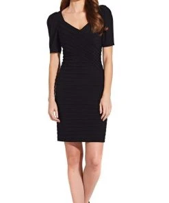 Cocktail Dresses Adrianna Papell - AP1D103507 Short Sleeve Ribbed Body Con Dress