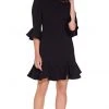 Cocktail Dresses Adrianna Papell - AP1D103627 Quarter Sleeve Flutter Hem Shift Dress