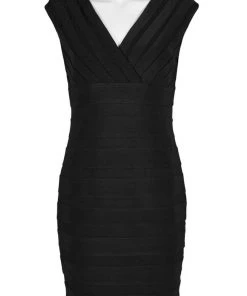 Adrianna Papell - AP1D103655 V Neck Bandage Fitted Dress 14 Adrianna Papell - AP1D103655 V Neck Bandage Fitted Dress