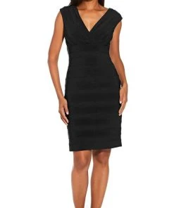 Adrianna Papell - AP1D103655 V Neck Bandage Fitted Dress