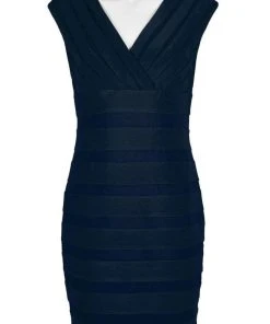 Adrianna Papell - AP1D103655 V Neck Bandage Fitted Dress 18 Adrianna Papell - AP1D103655 V Neck Bandage Fitted Dress